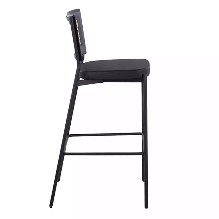 Bar Stools & Counter Height Stools-Kirklands Home Faux Leather and Rattan Bar Stools, Set of 2