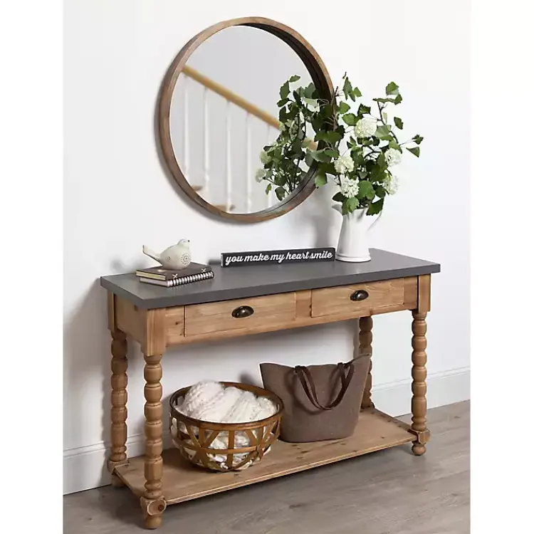 Console Tables-Kirklands Home Brown and Gray Wood 2-Drawer Console Table