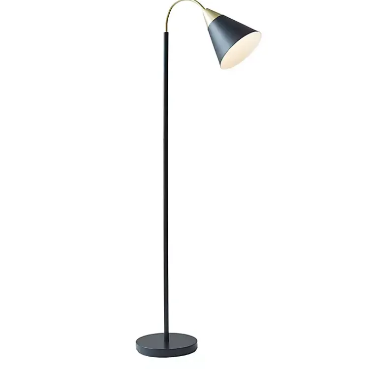 Floor Lamps-Kirklands Home Arched Cone Shade Floor Lamp Black