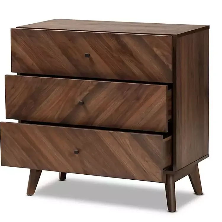 Dressers & Chests-Kirklands Home Sabrina Walnut Wood 3-Drawer Chest