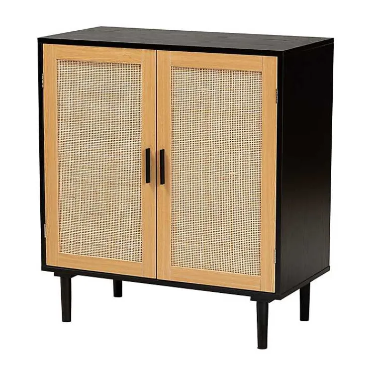 Cabinets & Sideboards-Kirklands Home Tara Two-Tone Espresso Rattan Cabinet