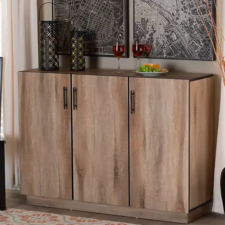 Cabinets & Sideboards-Kirklands Home Stella Contemporary Oak 3-Door Sideboard