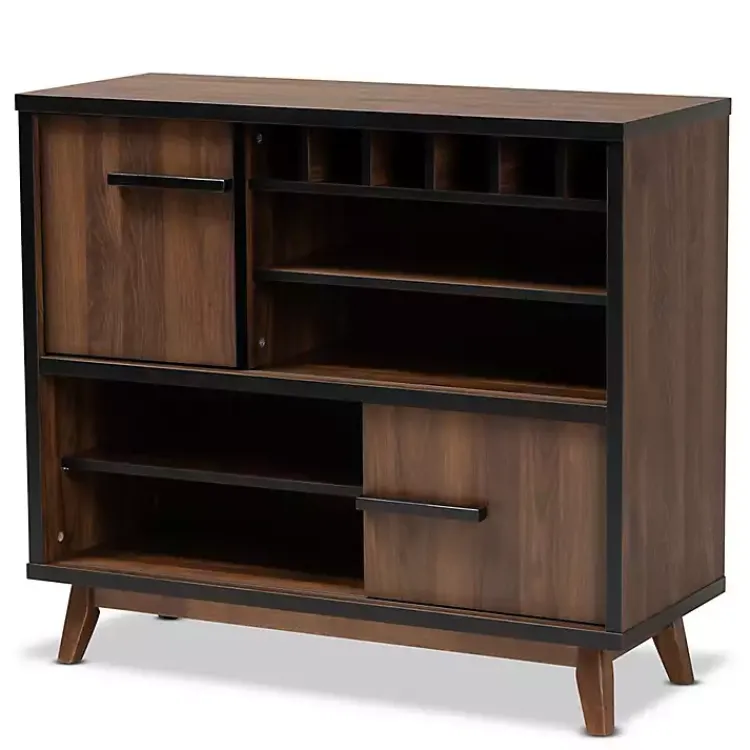 Cabinets & Sideboards-Kirklands Home Two Tone Walnut Wood Wine Storage Cabinet