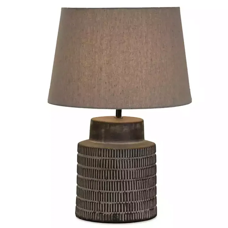 Table Lamps-Kirklands Home Black Terracotta Dash Pattern Table Lamp Gray