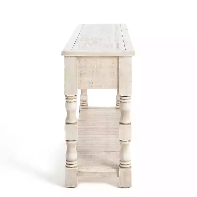Console Tables-Kirklands Home Savannah Cream Distressed Console Table Ivory