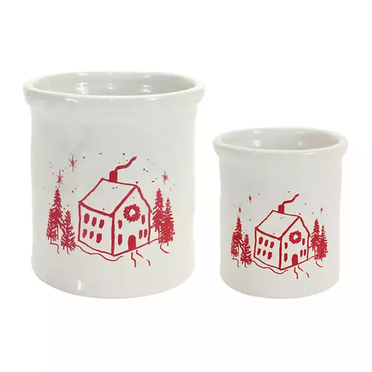 Serving & Entertaining-Kirklands Home Red and White Holiday Home Crock