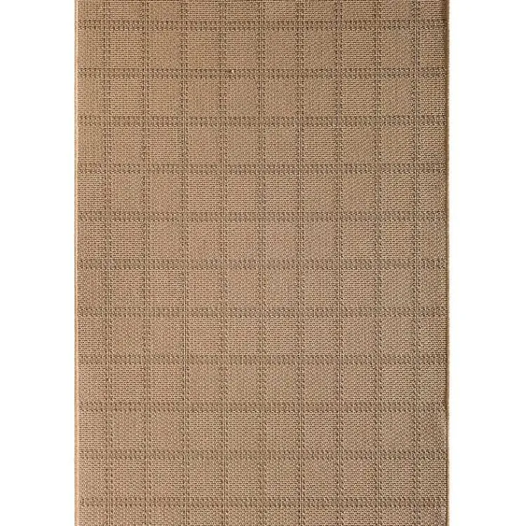 Outdoor Rugs-Kirklands Home Natural Santorini Grid Outdoor Area Rug, 6x9 Tan