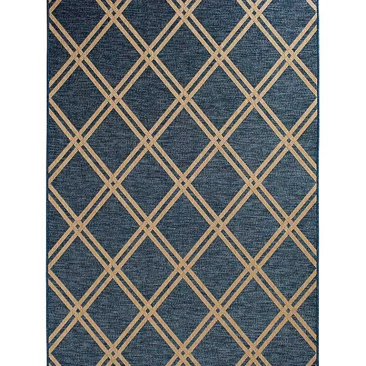 Outdoor Rugs-Kirklands Home Navy Adelaide Trellis Outdoor Area Rug, 7x9 Blue