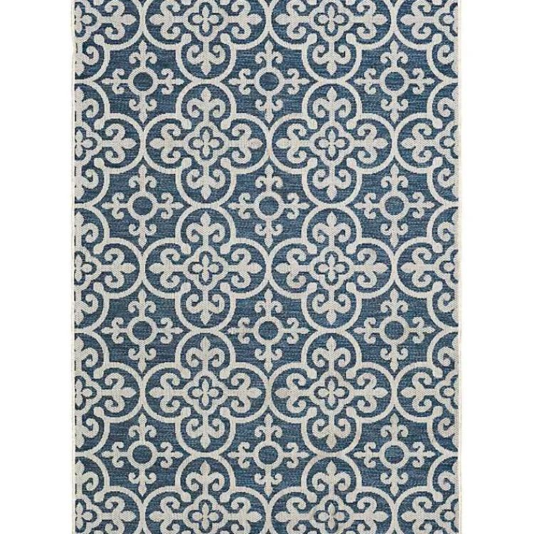 Outdoor Rugs-Kirklands Home Blue Auckland Tile Outdoor Area Rug, 7x9