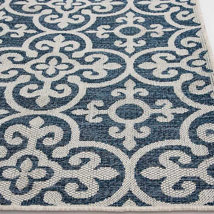 Outdoor Rugs-Kirklands Home Blue Auckland Tile Outdoor Area Rug, 7x9