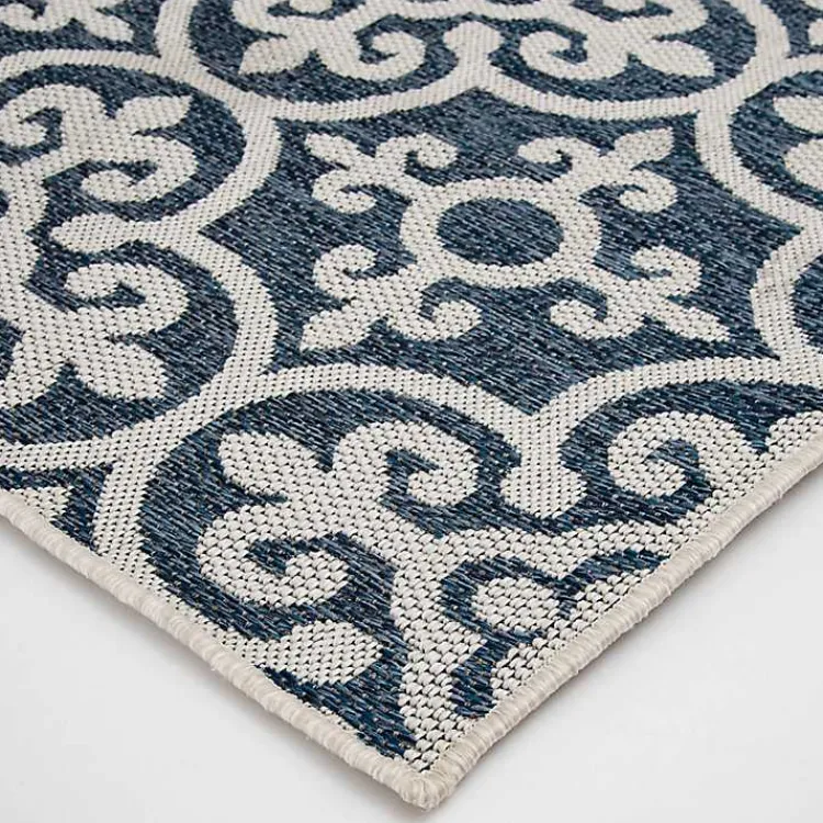 Outdoor Rugs-Kirklands Home Blue Auckland Tile Outdoor Area Rug, 7x9