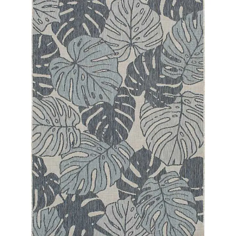 Outdoor Rugs-Kirklands Home Tropical Leaf Indoor/Outdoor Area Rug, 5x7 Blue