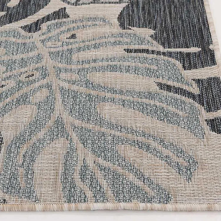 Outdoor Rugs-Kirklands Home Blue Malibu Monstera Outdoor Area Rug, 7x9