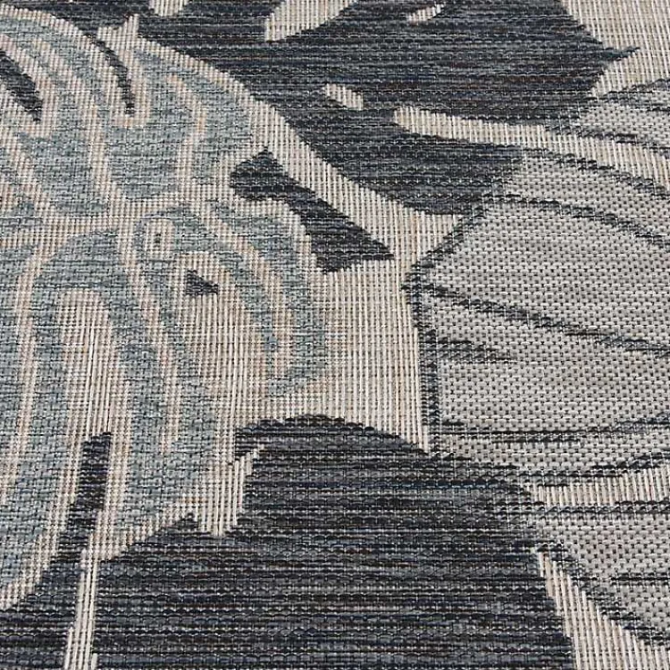 Outdoor Rugs-Kirklands Home Blue Malibu Monstera Outdoor Area Rug, 7x9