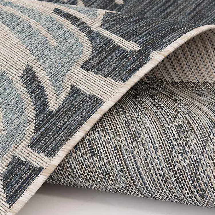 Outdoor Rugs-Kirklands Home Blue Malibu Monstera Outdoor Area Rug, 7x9