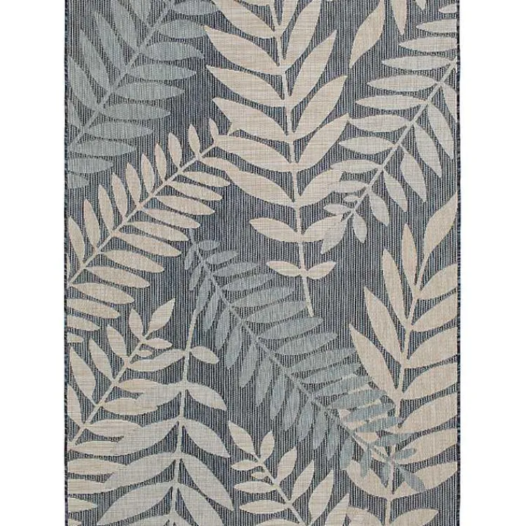 Outdoor Rugs-Kirklands Home Blue Malibu Leafy Outdoor Area Rug, 7x10