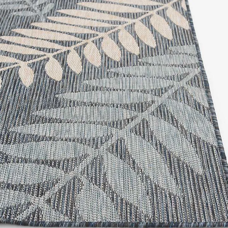Outdoor Rugs-Kirklands Home Blue Malibu Leafy Outdoor Area Rug, 7x10