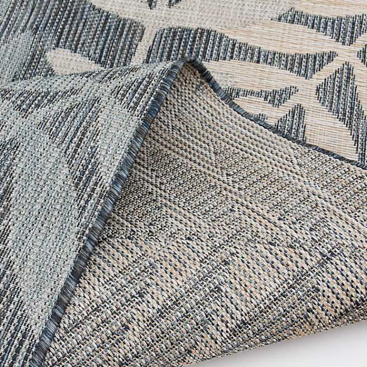 Outdoor Rugs-Kirklands Home Blue Malibu Leafy Outdoor Area Rug, 7x10