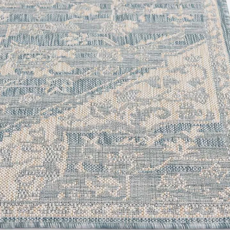 Outdoor Rugs-Kirklands Home Sky Medallion Lava Indoor/Outdoor Area Rug, 6x9 Blue