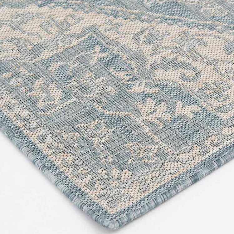 Outdoor Rugs-Kirklands Home Sky Medallion Lava Indoor/Outdoor Area Rug, 6x9 Blue