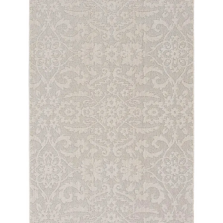 Outdoor Rugs-Kirklands Home Auckland Damask Outdoor Area Rug, 5x7 Gray