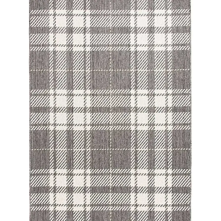 Outdoor Rugs-Kirklands Home Priya Plaid Indoor/Outdoor Area Rug, 5x7 Gray