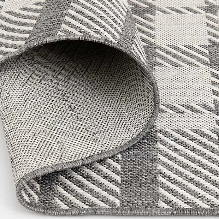 Outdoor Rugs-Kirklands Home Priya Plaid Indoor/Outdoor Area Rug, 5x7 Gray