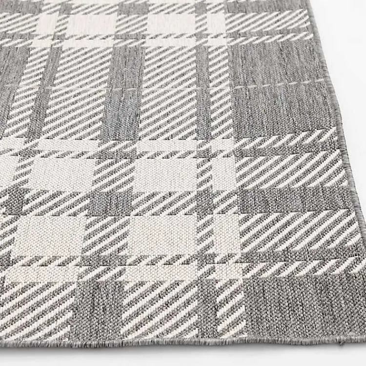 Outdoor Rugs-Kirklands Home Priya Plaid Indoor/Outdoor Area Rug, 7x9 Gray