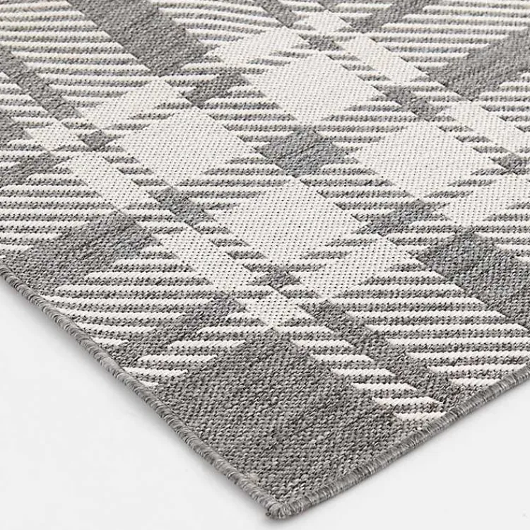 Outdoor Rugs-Kirklands Home Priya Plaid Indoor/Outdoor Area Rug, 7x9 Gray