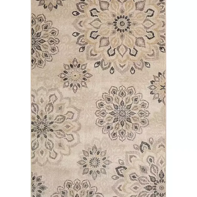 Area Rugs-Kirklands Home Floral Mini Medallions Area Rug, 5x7 Tan