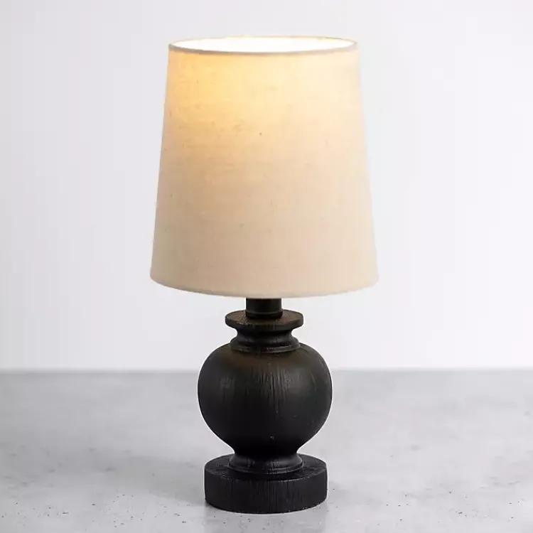 Table Lamps-Kirklands Home Matte Black Baluster Mini Table Lamp Tan