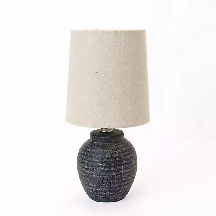 Table Lamps-Kirklands Home Matte Charcoal Ribbed Mini Table Lamp Tan