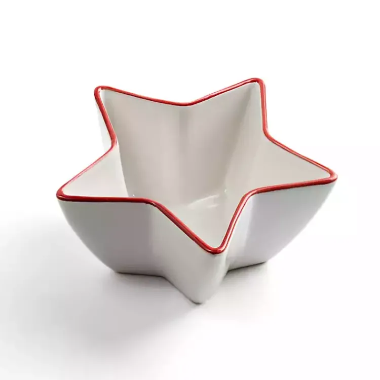 Serving & Entertaining-Kirklands Home Red and White Star Appetizer Bowl