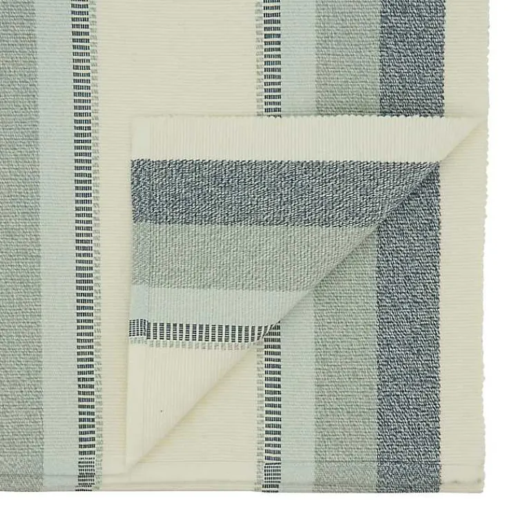 Table Linens-Kirklands Home Coastal Ribbed Striped Table Runner Blue