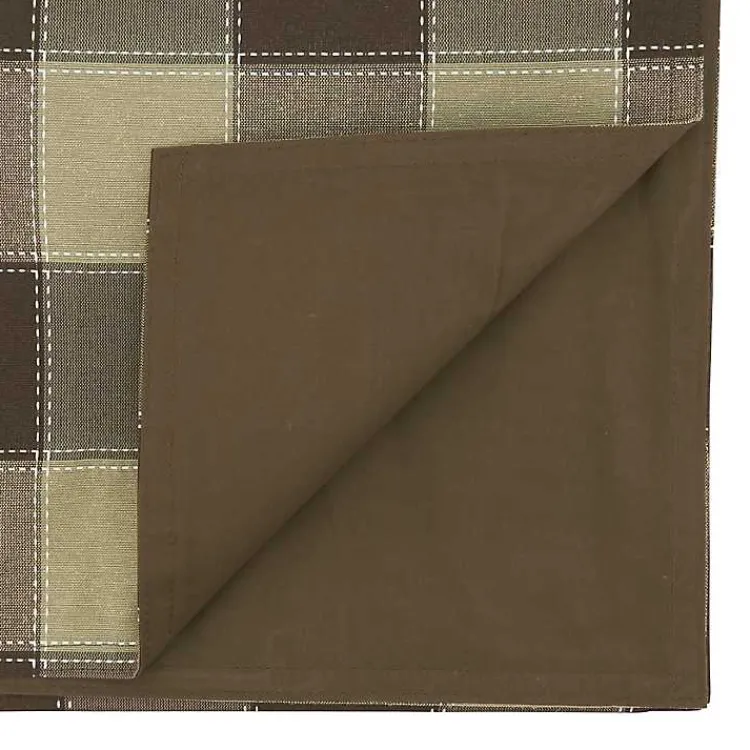 Table Linens-Kirklands Home Brown Block Plaid Table Runner, 90 in.