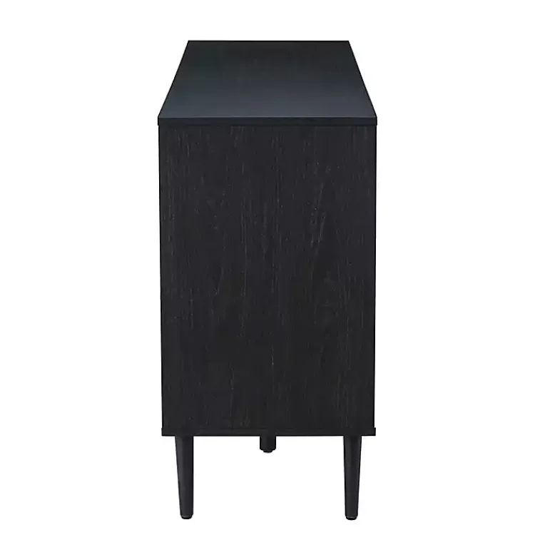 Cabinets & Sideboards-Kirklands Home Black Wood and Cane Arched Sideboard Cabinet