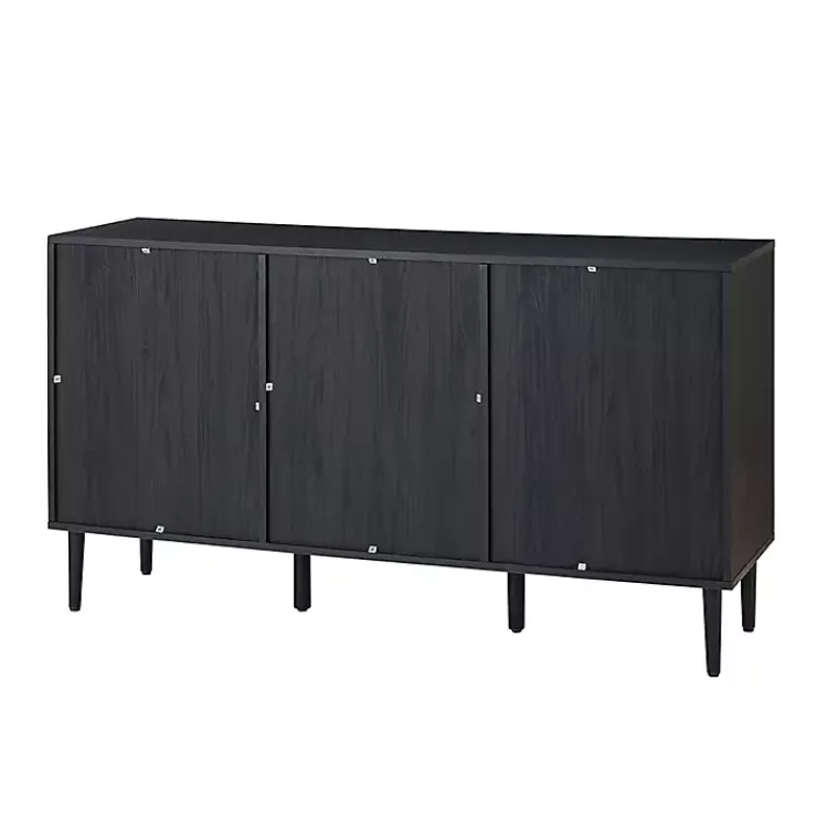 Cabinets & Sideboards-Kirklands Home Black Wood and Cane Arched Sideboard Cabinet