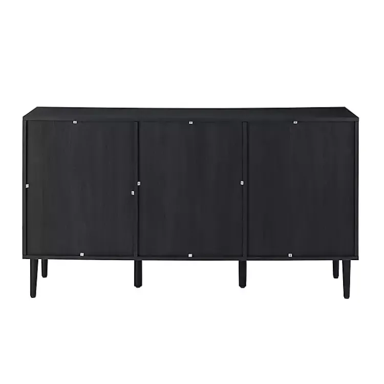 Cabinets & Sideboards-Kirklands Home Black Wood and Cane Arched Sideboard Cabinet