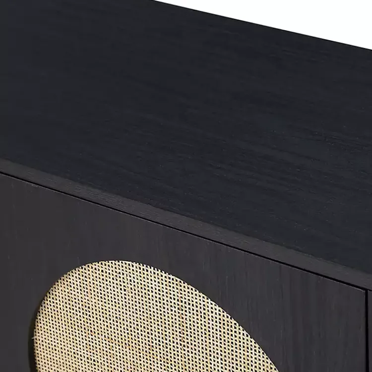 Cabinets & Sideboards-Kirklands Home Black Wood and Cane Arched Sideboard Cabinet