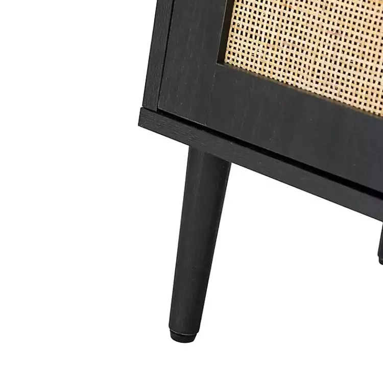 Cabinets & Sideboards-Kirklands Home Black Wood and Cane Arched Sideboard Cabinet