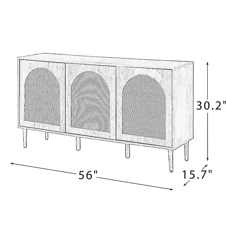 Cabinets & Sideboards-Kirklands Home Black Wood and Cane Arched Sideboard Cabinet