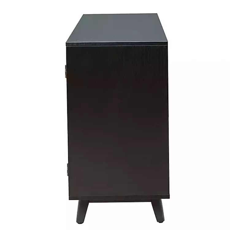 Cabinets & Sideboards-Kirklands Home Cane Wood Storage Media Cabinet Black