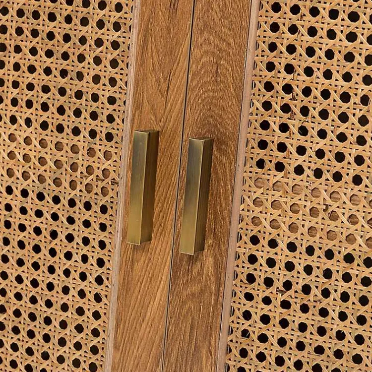 Cabinets & Sideboards-Kirklands Home Cane Wood Storage Media Cabinet Tan