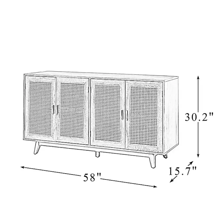 Cabinets & Sideboards-Kirklands Home Cane Wood Storage Media Cabinet Tan