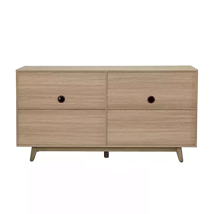 Cabinets & Sideboards-Kirklands Home Natural Cane Wood Storage Media Cabinet Tan