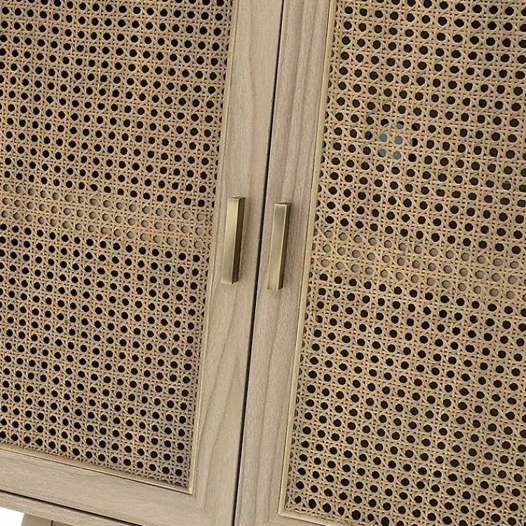 Cabinets & Sideboards-Kirklands Home Natural Cane Wood Storage Media Cabinet Tan
