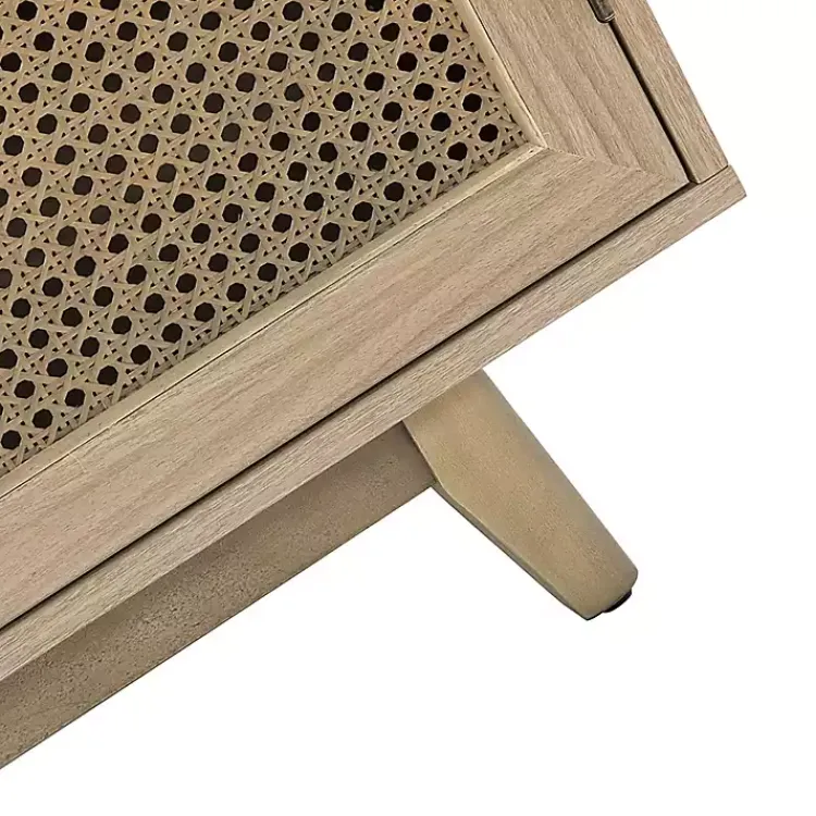 Cabinets & Sideboards-Kirklands Home Natural Cane Wood Storage Media Cabinet Tan