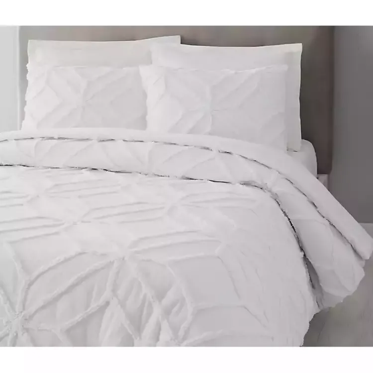 Duvets-Kirklands Home Tufted Chenille 3-pc. King Duvet Set White