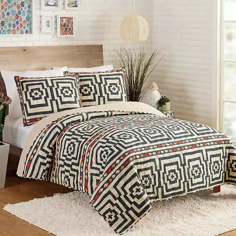 Quilts-Kirklands Home Justina Blakeney Black Hypnotic Queen Quilt Set