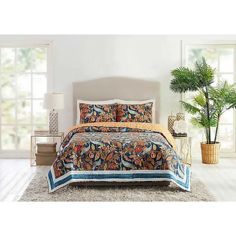 Quilts-Kirklands Home Peacock Garden Full/Queen 3-pc. Quilt Set Orange